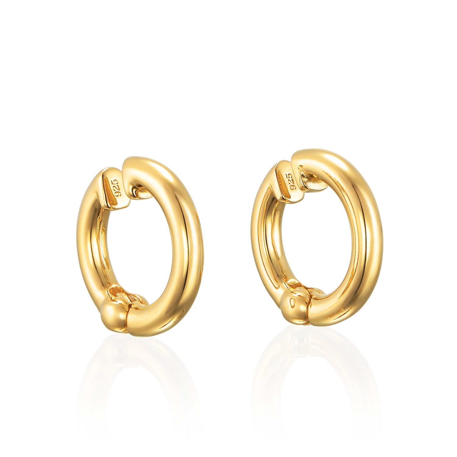 クラシックフープイヤリング ゴールド ペア | 高級感のある18Kコーティングのノンホールピアス