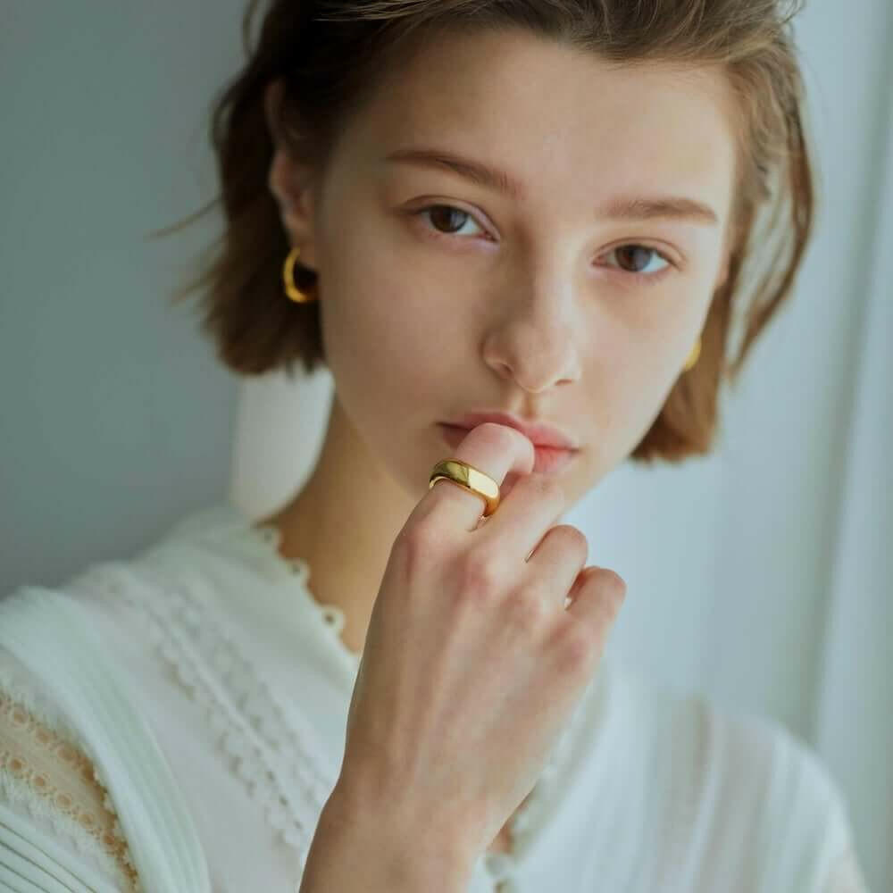 クラウドウェーブビーリング 指輪 おしゃれ 人差し指 人気 シンプル つけっぱなし 錆びない シルバー925 18金 K18コーティング 太め 指輪 メンズ レディース ペア リング シルバーアクセサリーブランド