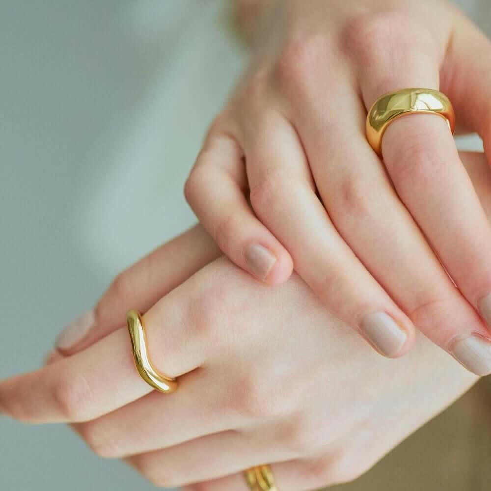 クラウドウェーブリング 指輪 おしゃれ 人差し指 人気 シンプル つけっぱなし 錆びない シルバー925 18金 K18コーティング 太め 指輪 メンズ レディース ペア リング シルバーアクセサリーブランド