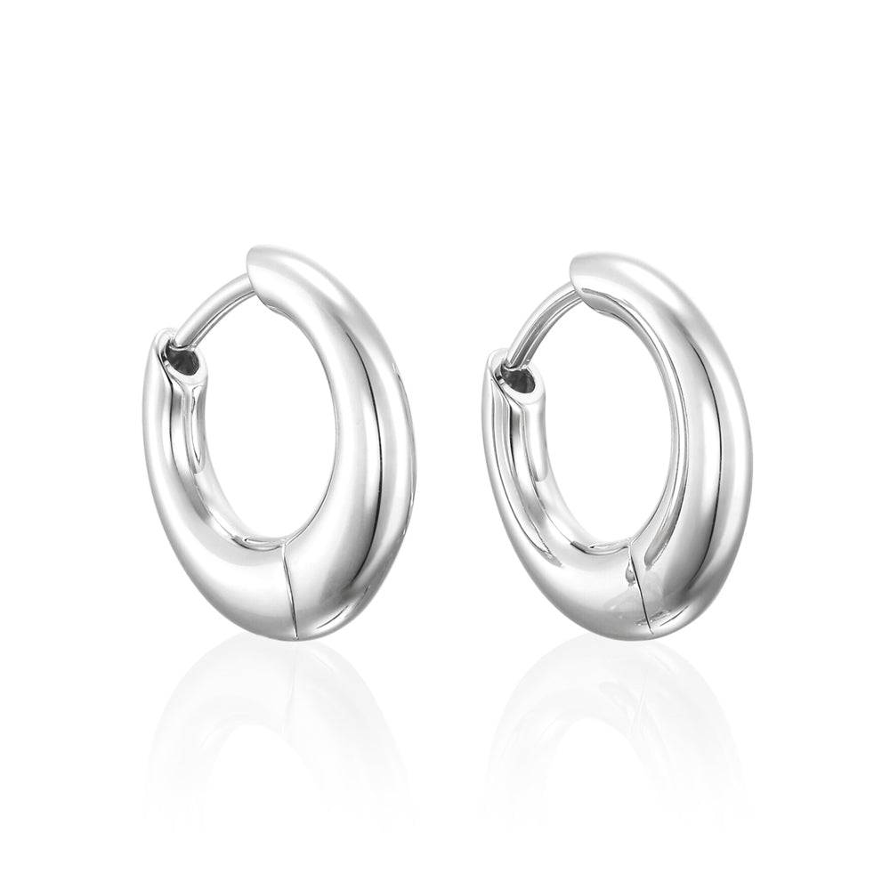 エクリプスフープピアス シルバー ペア | キャッチレスでつけっぱなしOKなドロップ型フープピアス