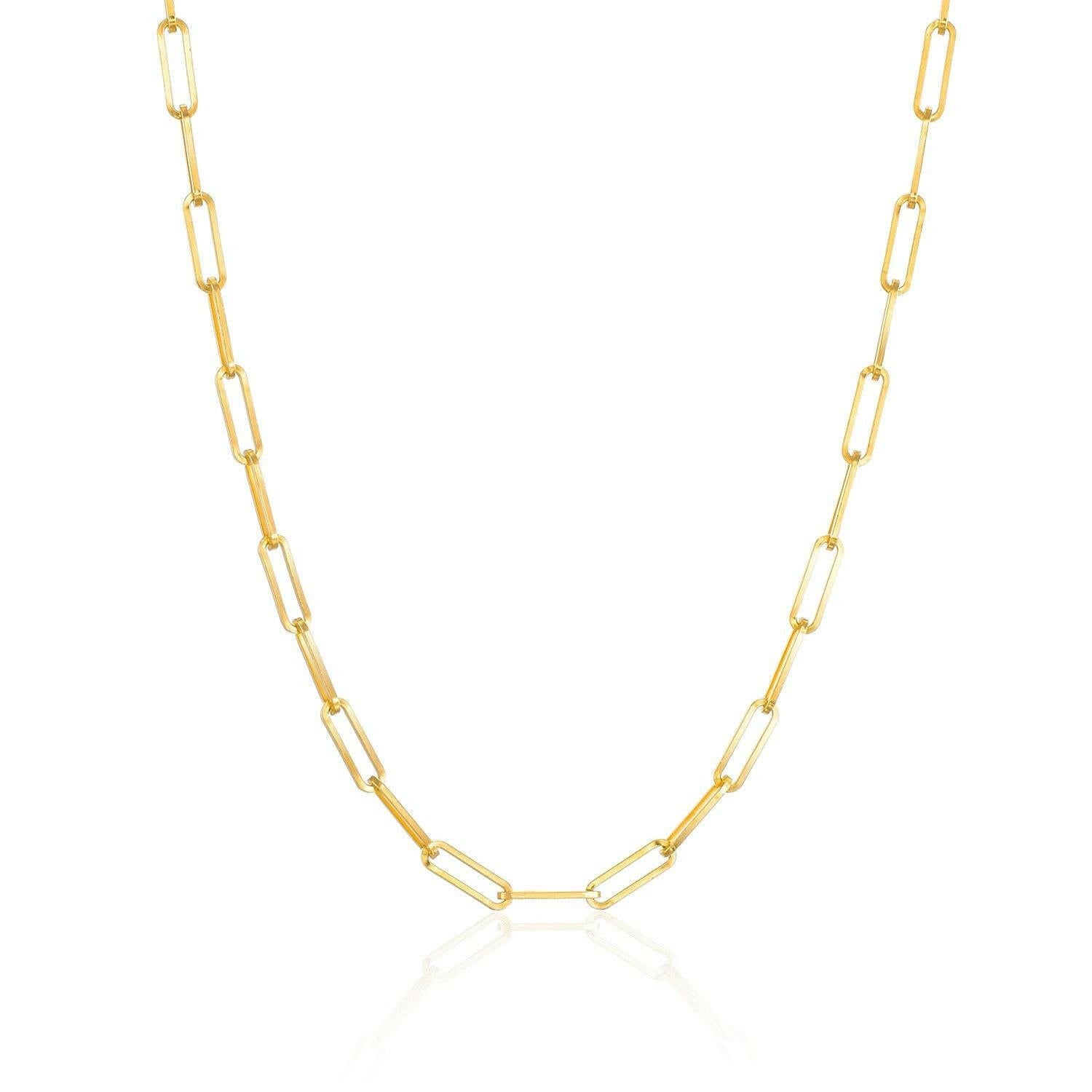 フラットチェーンネックレス ゴールド 正面 | 上品な艶消し加工を施した18Kコーティングネックレス