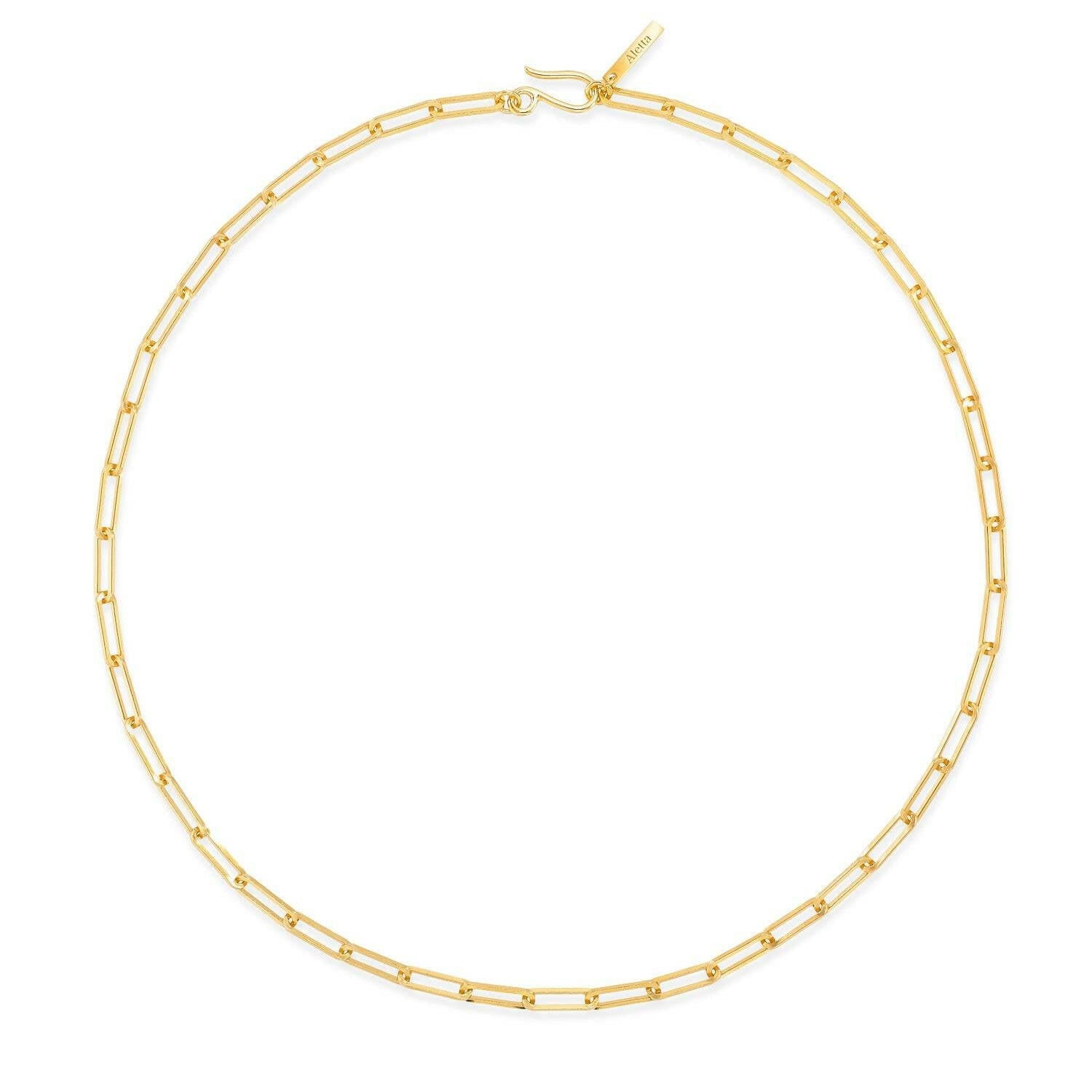 フラットチェーンネックレス ゴールド 全体 | ジェンダーレスに使えるモードなデザインのチェーン