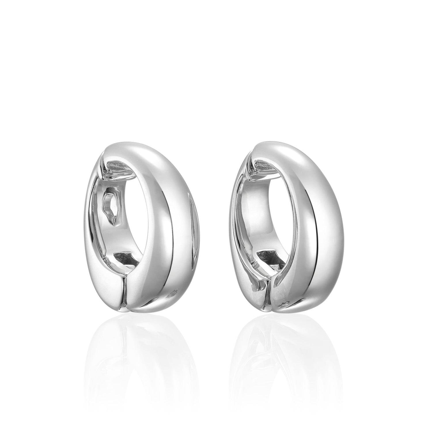 ヒンジドフープイヤリング M シルバー ペア | 存在感のある太めデザインのシルバー925イヤリング