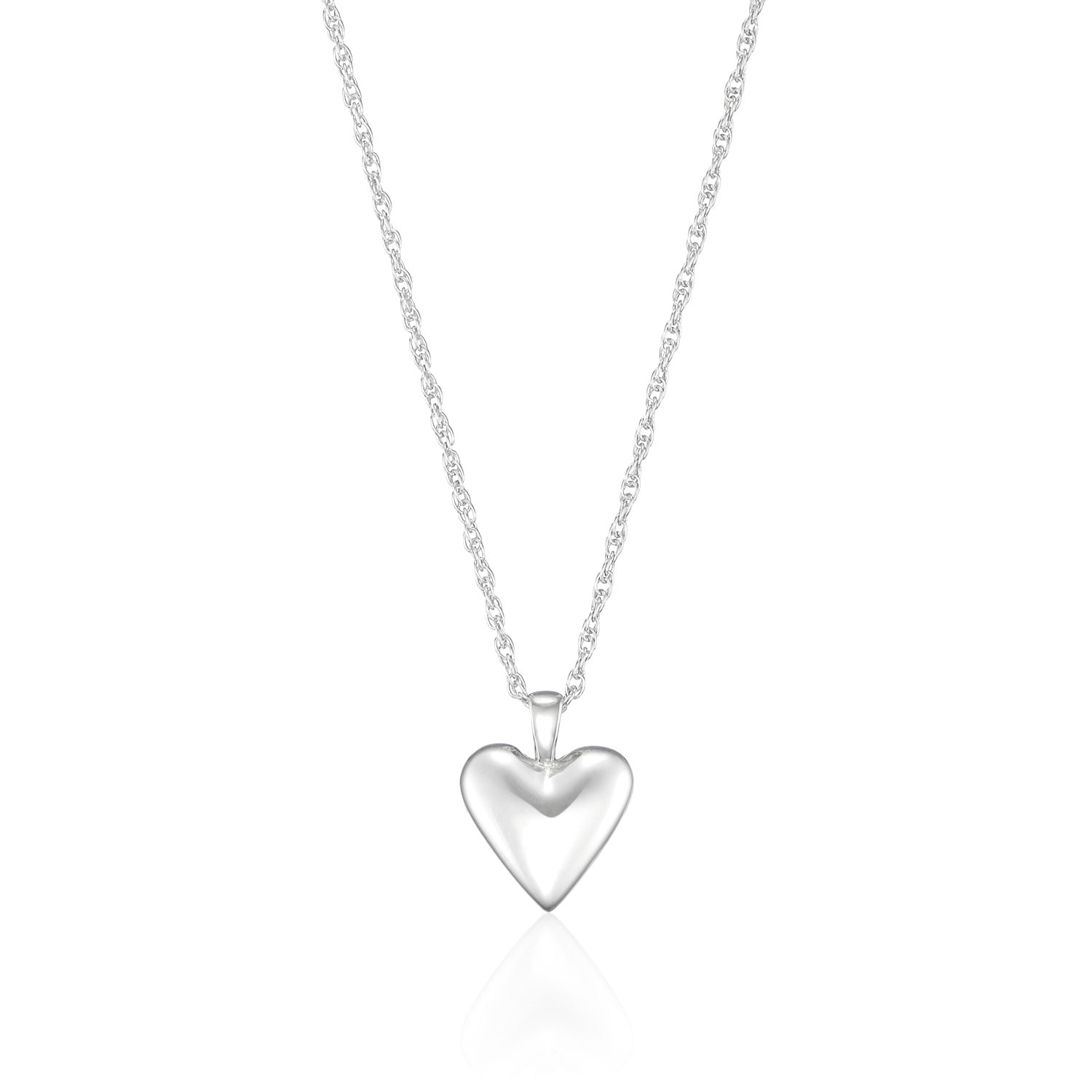 オープンハートネックレス シルバー 正面 | 立体的なハートフォルムが美しいスターリングシルバーペンダント