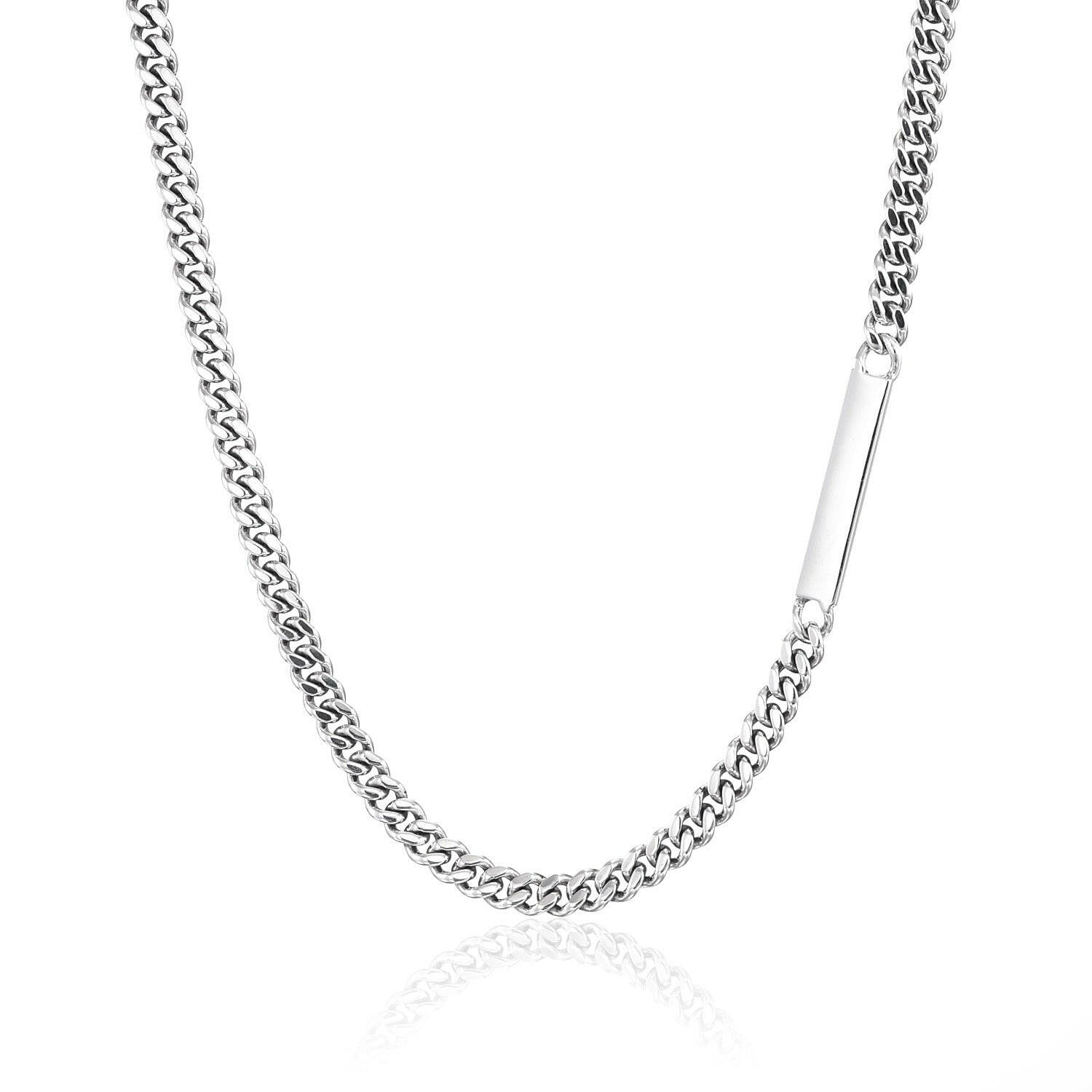 プレートボンズネックレス シルバー 正面 | 異素材のコントラストが美しいモードなシルバーネックレス