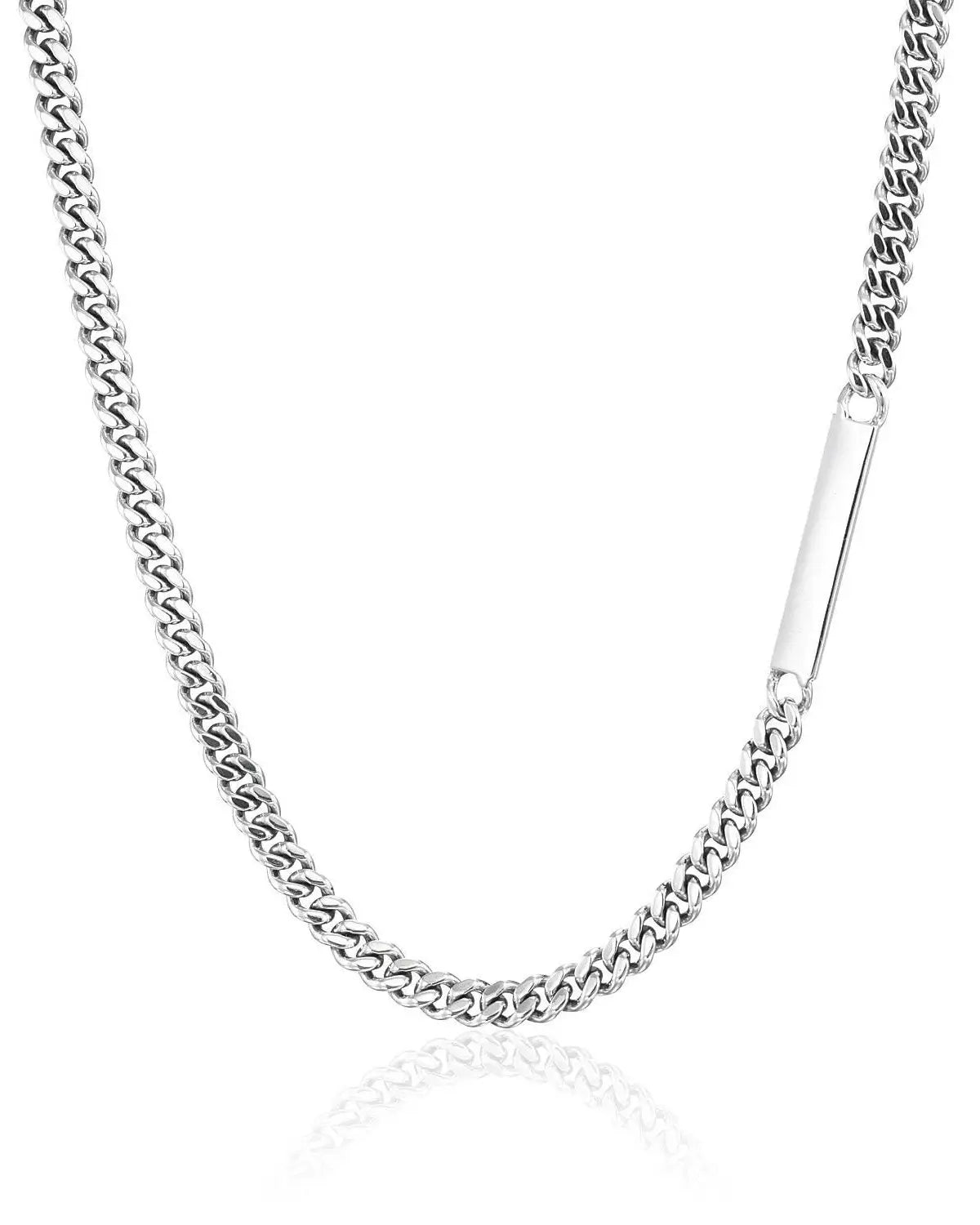 シルバー925 プレートボンズネックレス 商品全体画像 - つけっぱなしOKで金属アレルギーにも配慮した高品質素材