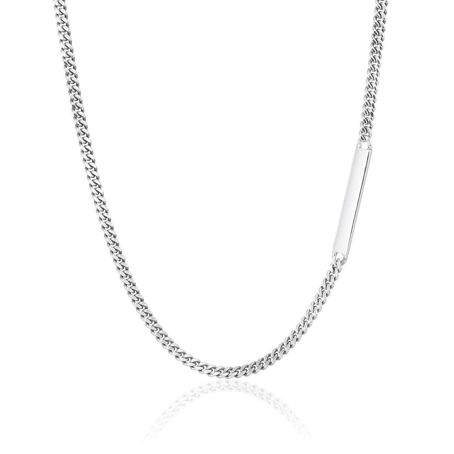 プレートチェーンネックレス シルバー 全体 | 40cmと50cmから選べるジェンダーレスなシンプルネックレス