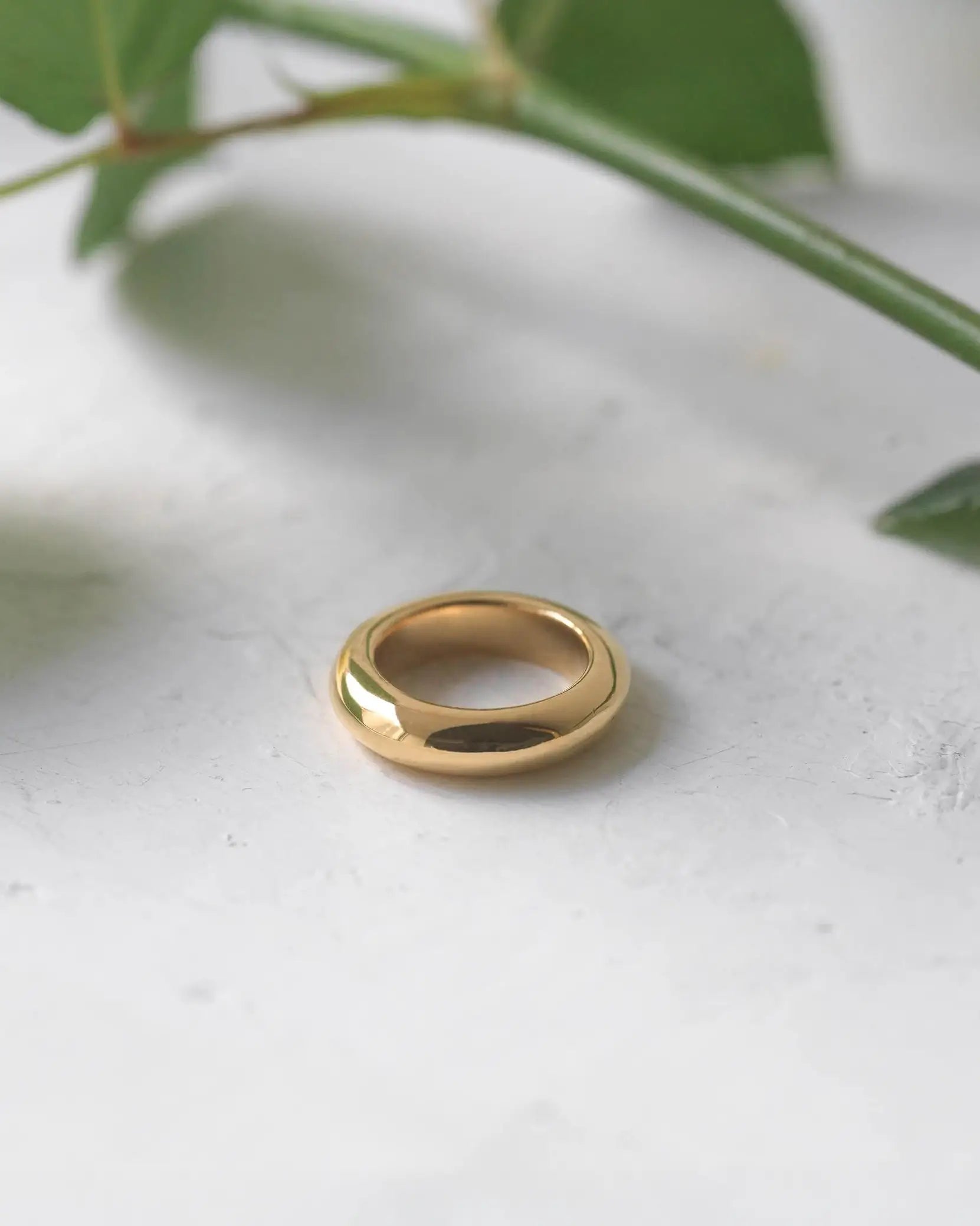 Aletta Jewelry プランプリング ゴールド|18Kゴールドコーティングを施した鏡面仕上げの肉厚リング