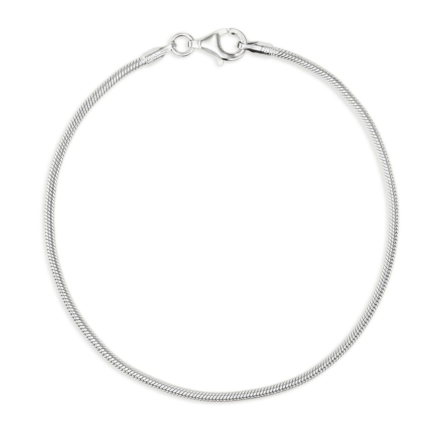 ラウンドスネークブレスレット シルバー 全体 | 継ぎ目のない滑らかなチェーンが美しいアジャスター付きブレス