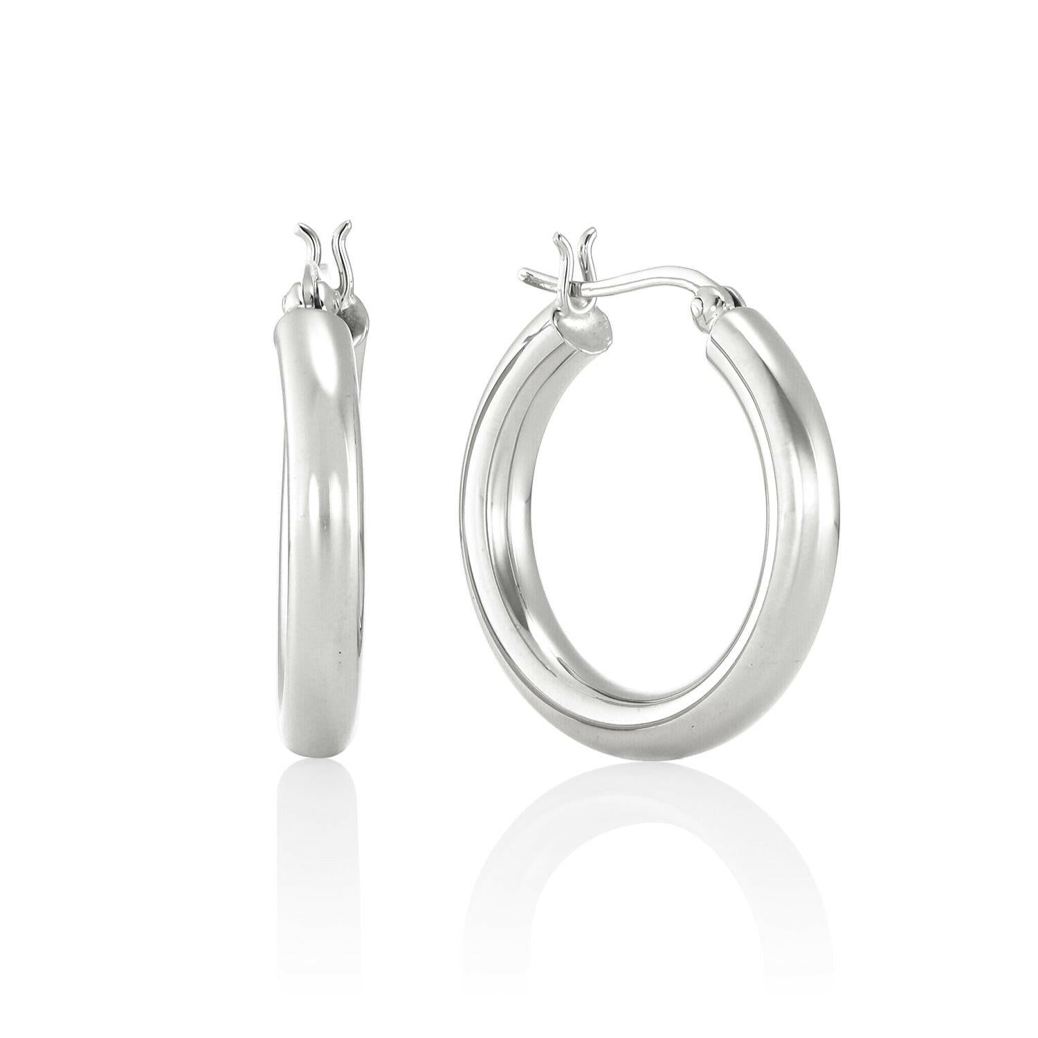 スムースフープピアス シルバー ペア | つけっぱなしOKな大ぶりスタッドフープピアス