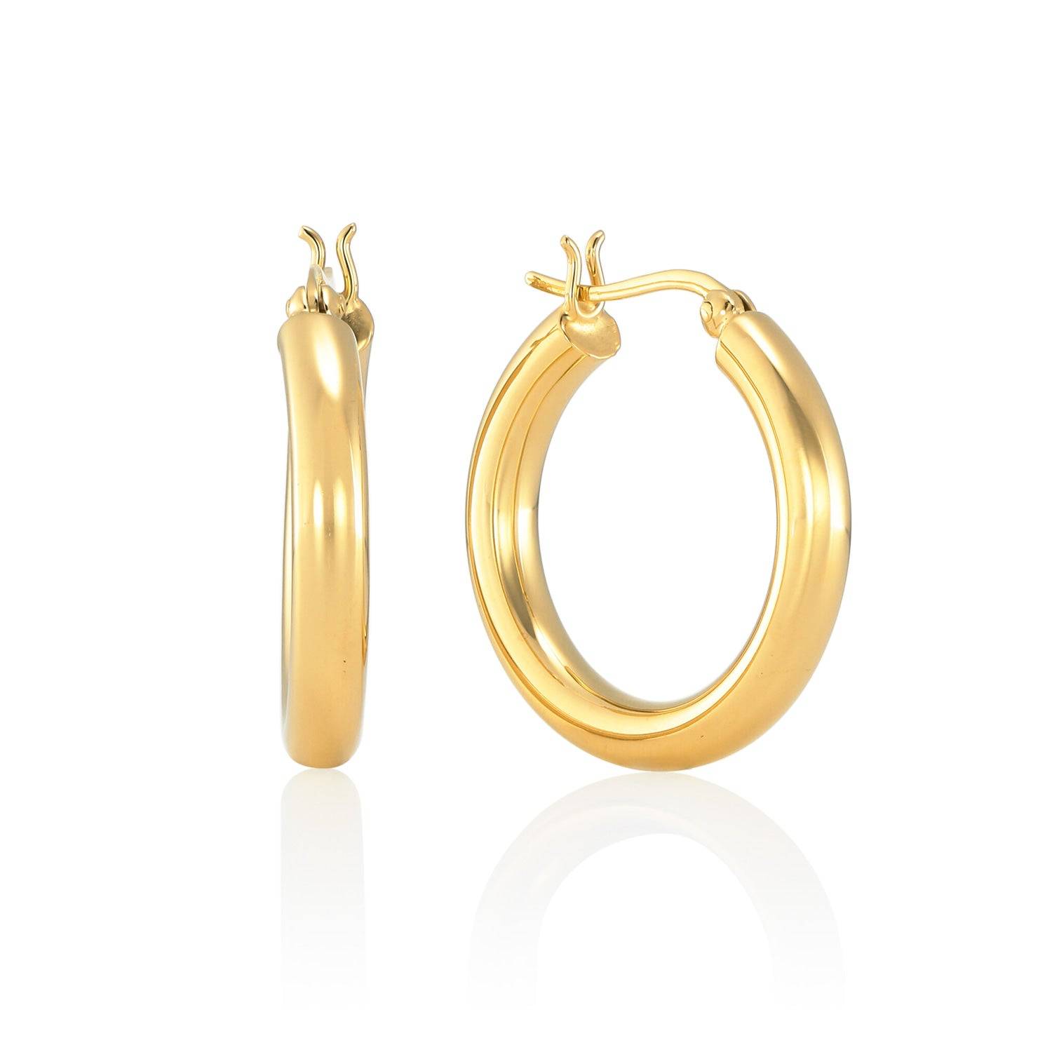 `スムースフープピアス ゴールド ペア | 18Kコーティングの高級感ある輝きが魅力の大ぶりピアス