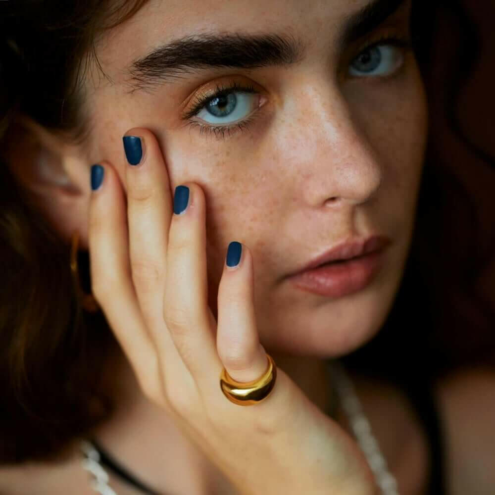 ティアドロップリング 指輪 おしゃれ 人差し指 人気 シンプル つけっぱなし 錆びない シルバー925 18金 K18コーティング 太め 指輪 メンズ レディース ペア リング シルバーアクセサリーブランド ピンキーリング