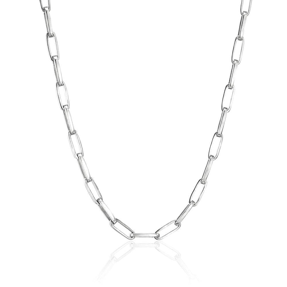 ヴァンテージチェーンネックレス シルバー 正面 | 縦長のスクエアパーツが特徴的なロングボックスチェーン