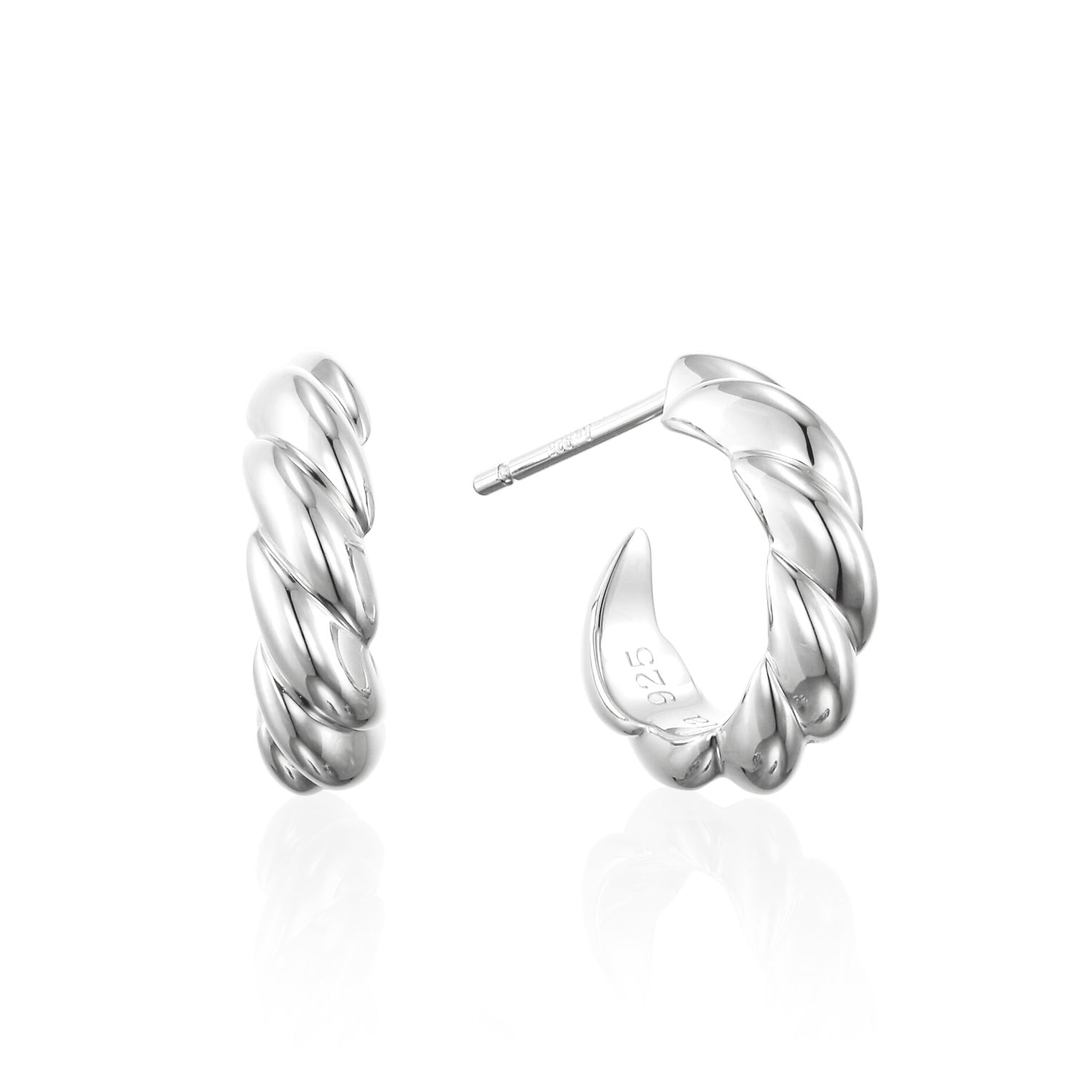 ウェーブフープピアス M シルバー ペア | 存在感のあるツイストデザインが特徴のスタッドフープピアス