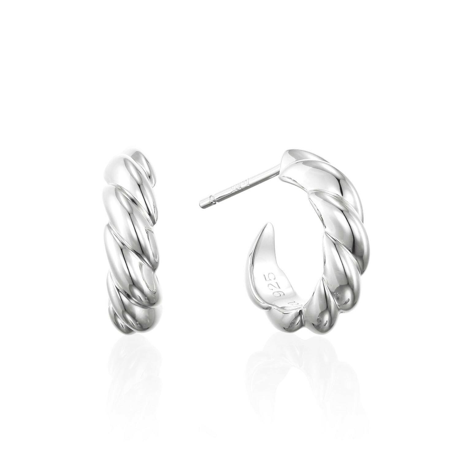 ウェーブフープピアス S シルバー ペア | つけっぱなしOKなスタッドタイプのツイストフープピアス