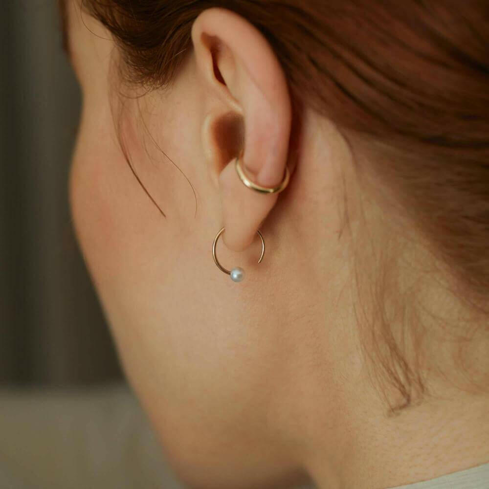 10Kゴールド アコヤパールピアス.