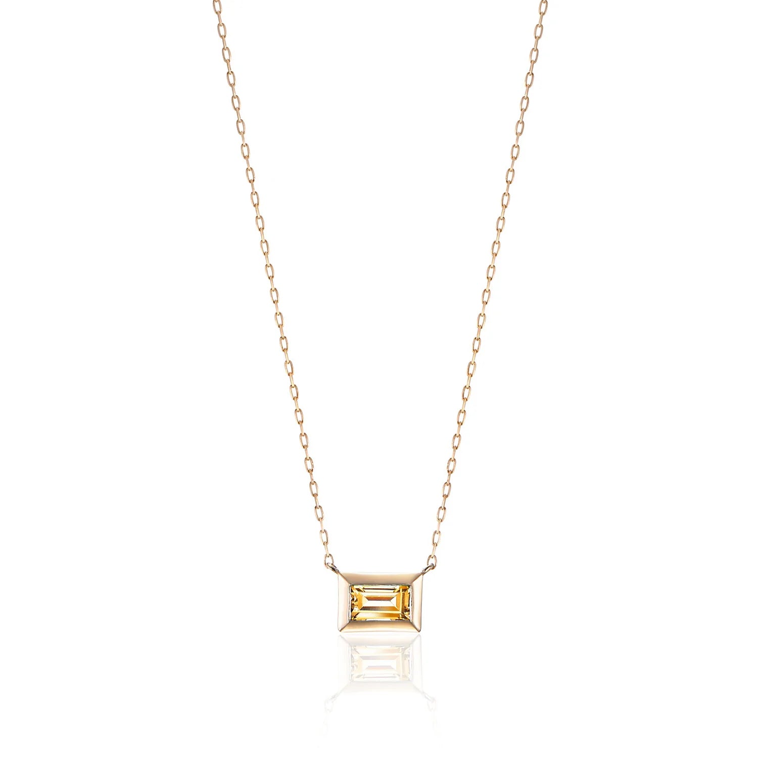 10Kゴールド バゲットカットネックレス シトリン | Aletta Jewelry