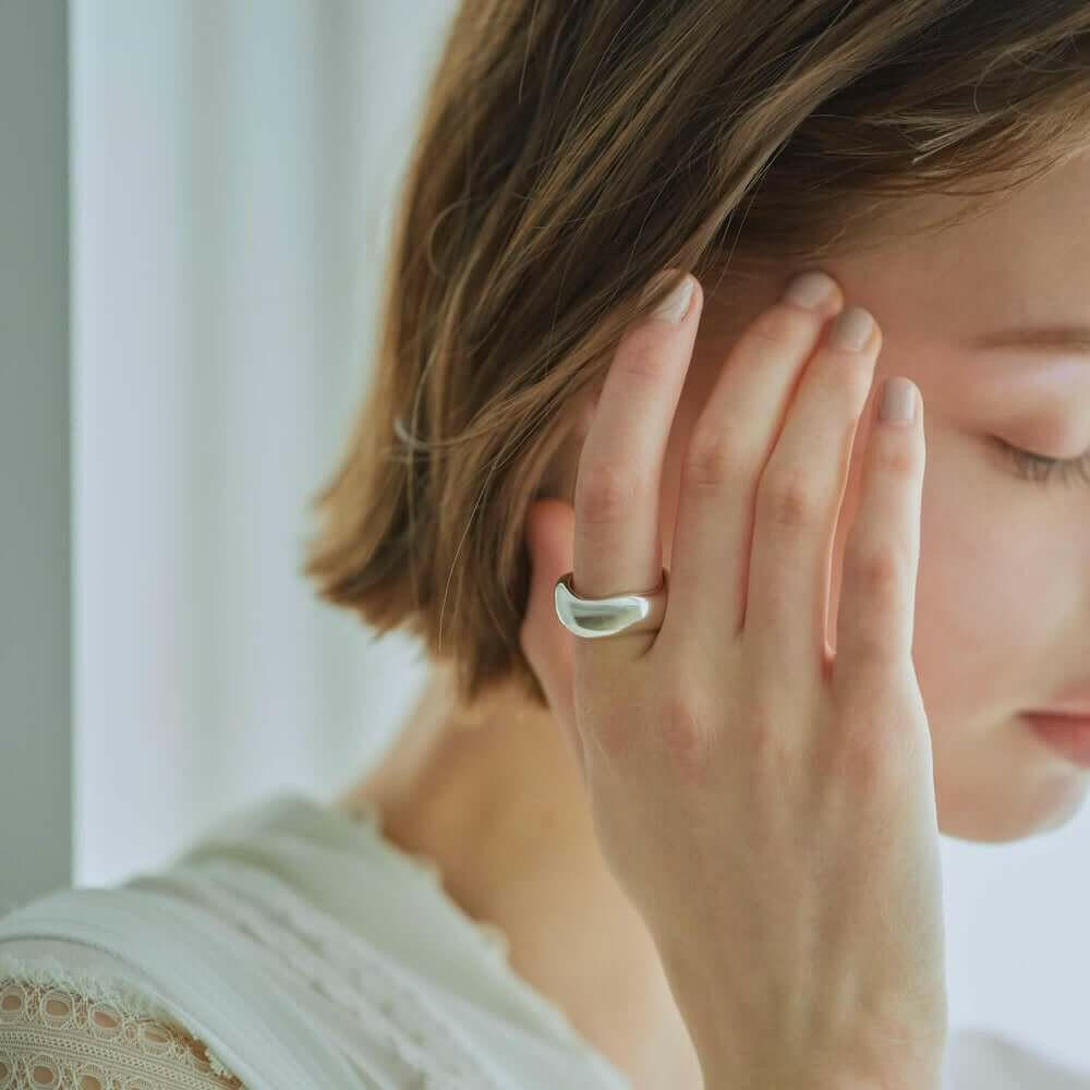 クラウドウェーブビーリング 指輪 おしゃれ 人差し指 人気 シンプル つけっぱなし 錆びない シルバー925 18金 K18コーティング 太め 指輪 メンズ レディース ペア リング シルバーアクセサリーブランド