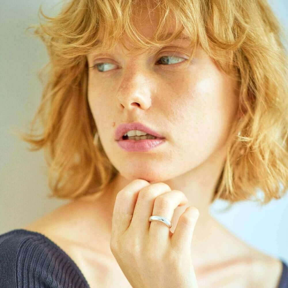 スムースカーブリング 指輪 おしゃれ 人差し指 人気 シンプル つけっぱなし 錆びない シルバー925 18金 K18コーティング メンズ レディース ペア リング シルバーアクセサリーブランド 重ね付け