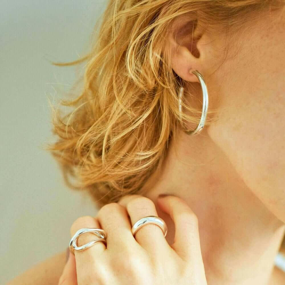 スムースカーブリング 指輪 おしゃれ 人差し指 人気 シンプル つけっぱなし 錆びない シルバー925 18金 K18コーティング メンズ レディース ペア リング シルバーアクセサリーブランド 重ね付け