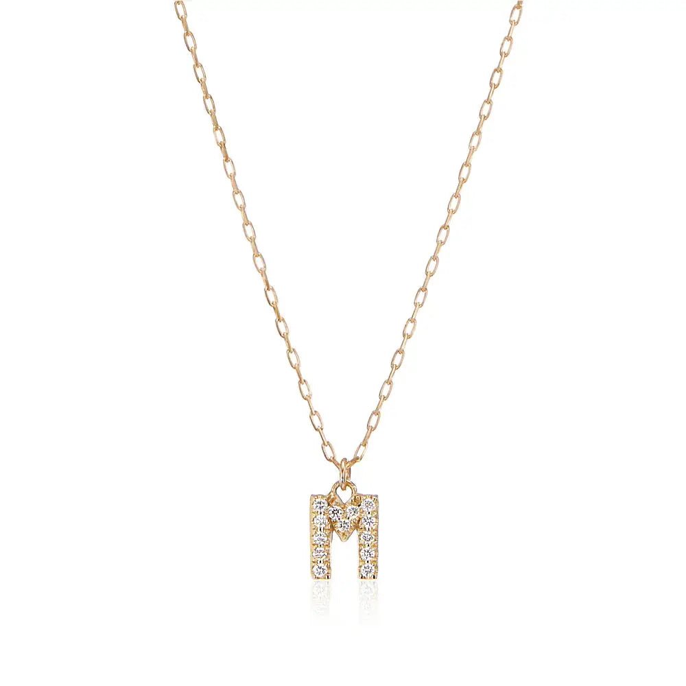 10Kゴールド イニシャルネックレス | ダイヤモンド輝くお守り