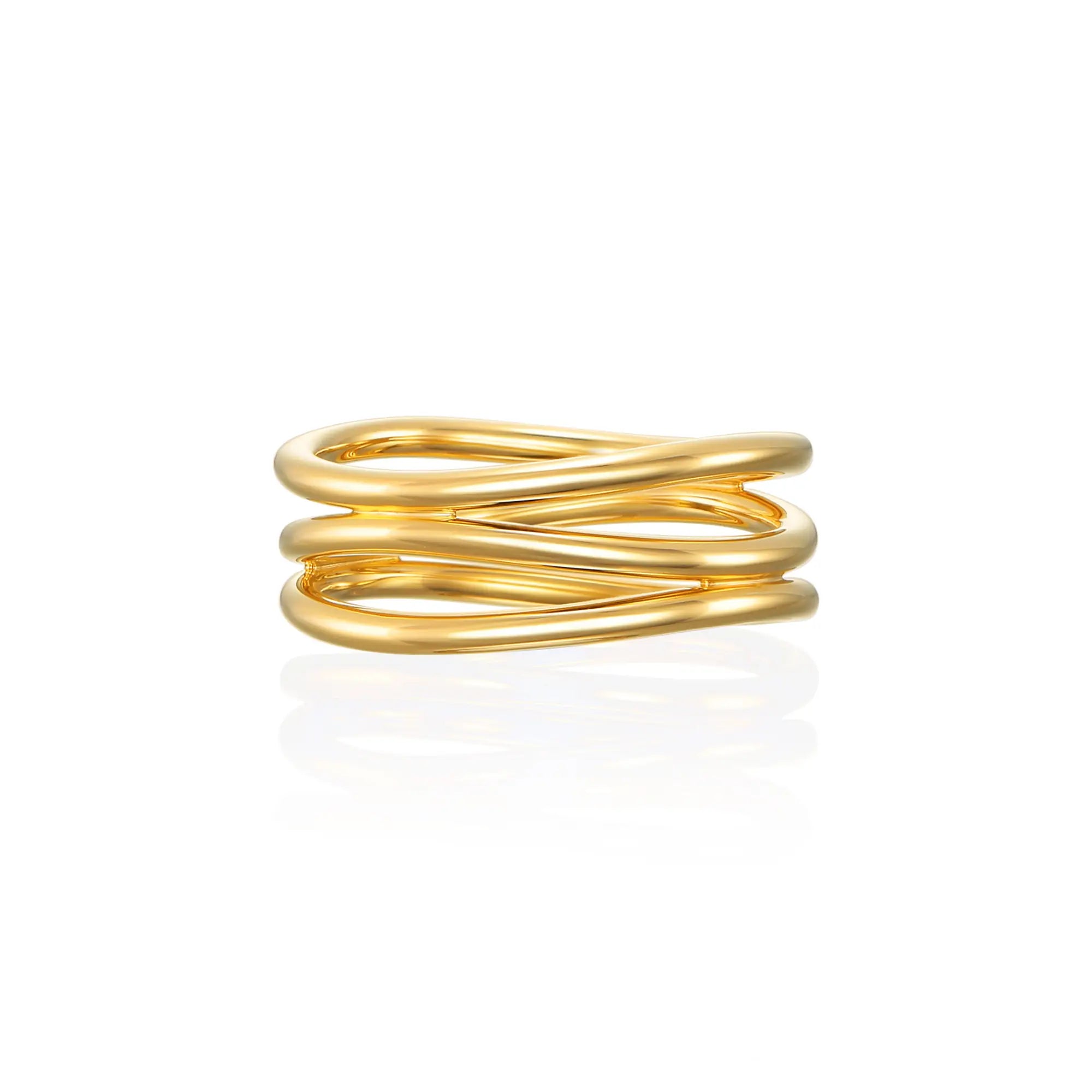 3ロウウェーブリング ゴールド 斜め | ツイスト加工が美しい陰影を生み出すデザインリング