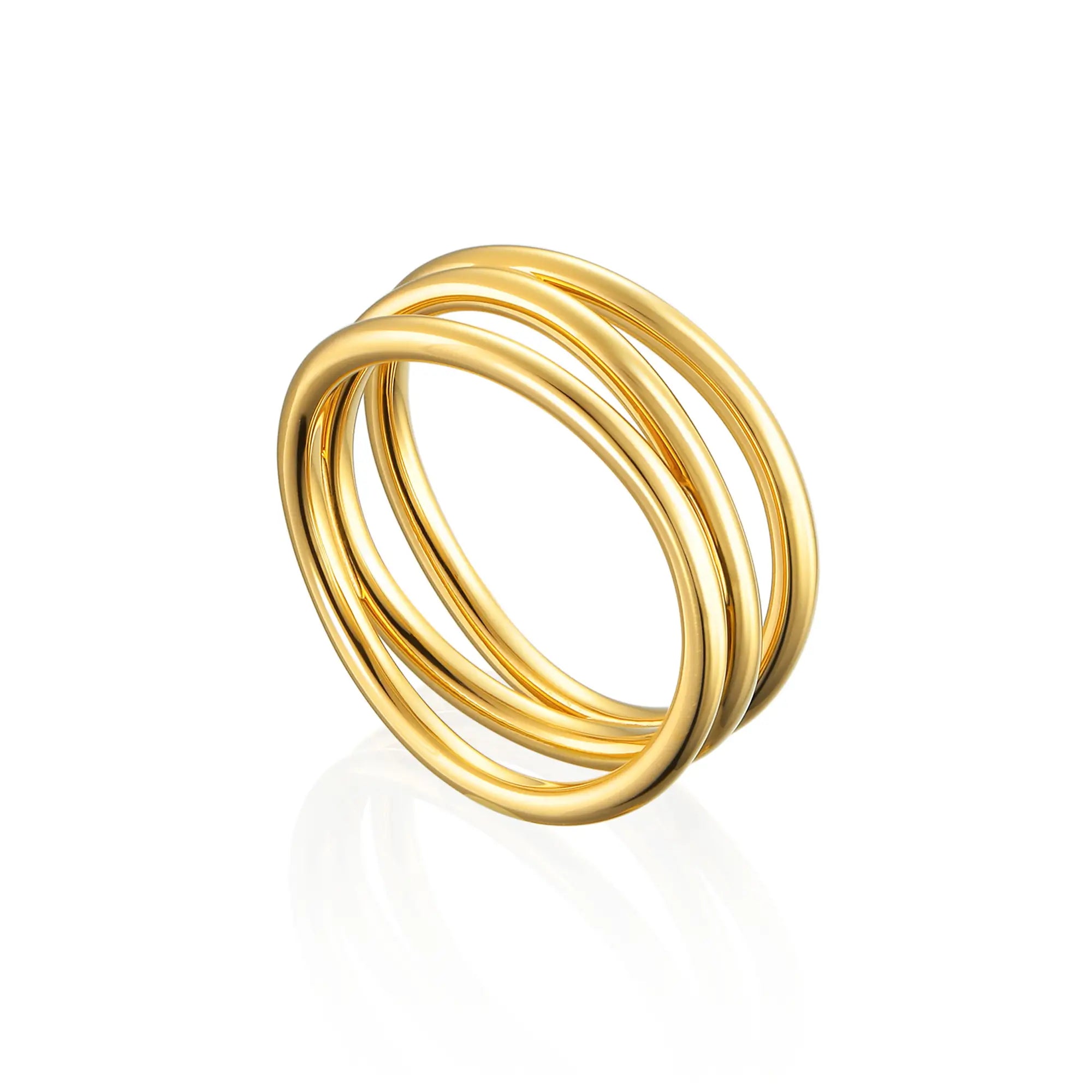 3ロウウェーブリング ゴールド 斜め | ツイスト加工が美しい陰影を生み出すデザインリング