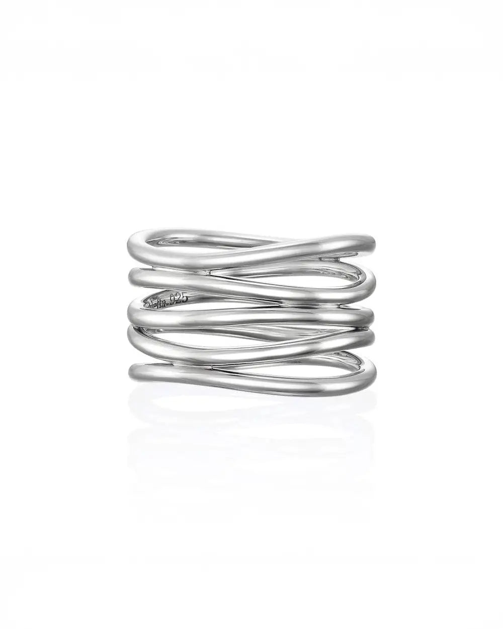 5ロウウェーブリング シルバー 正面 | 複雑に絡み合うラインが美しいスターリングシルバーリング