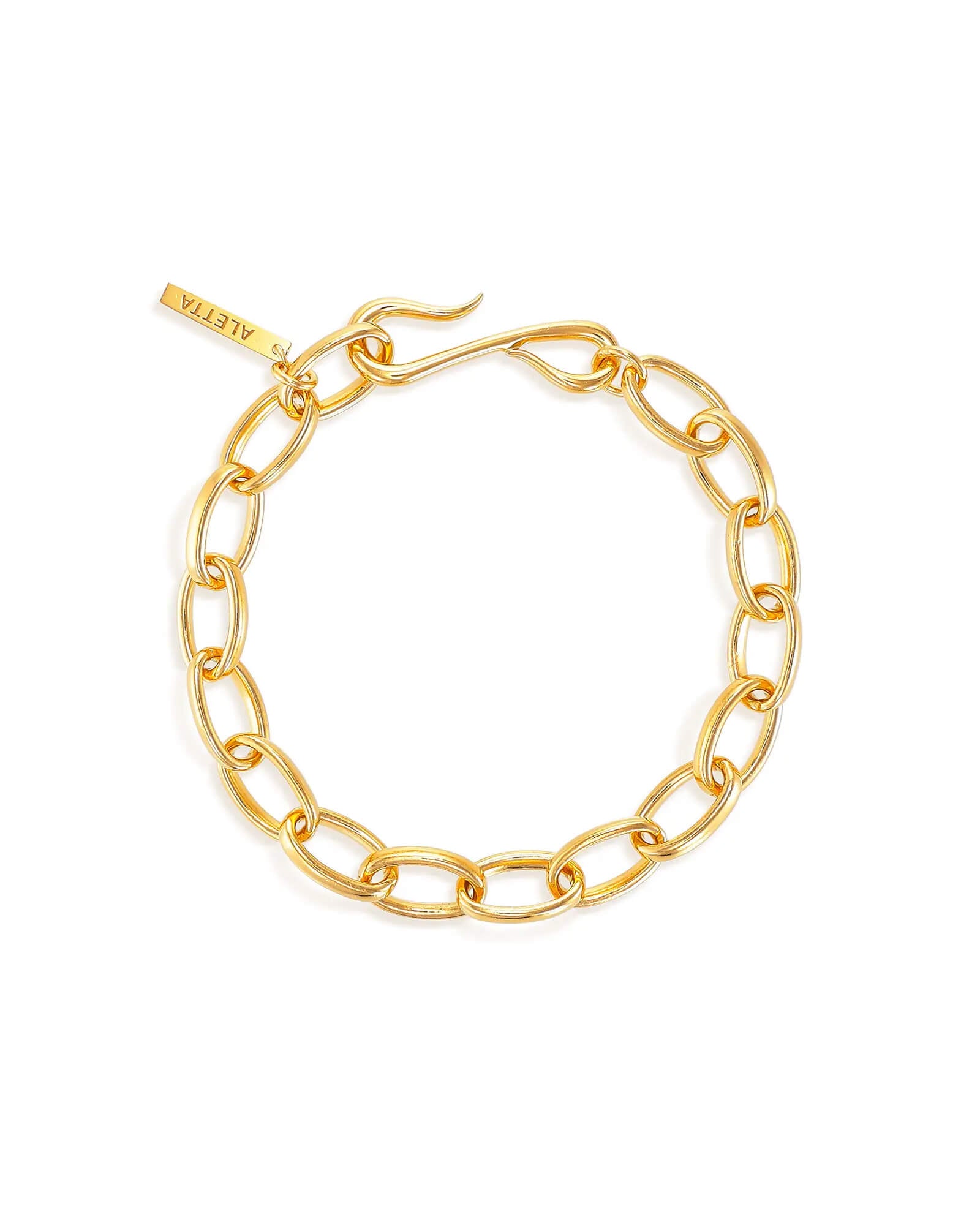 オーバルチェーンブレスレット ゴールド 全体 | 18Kコーティングを施したリッチなボリューム感が魅力