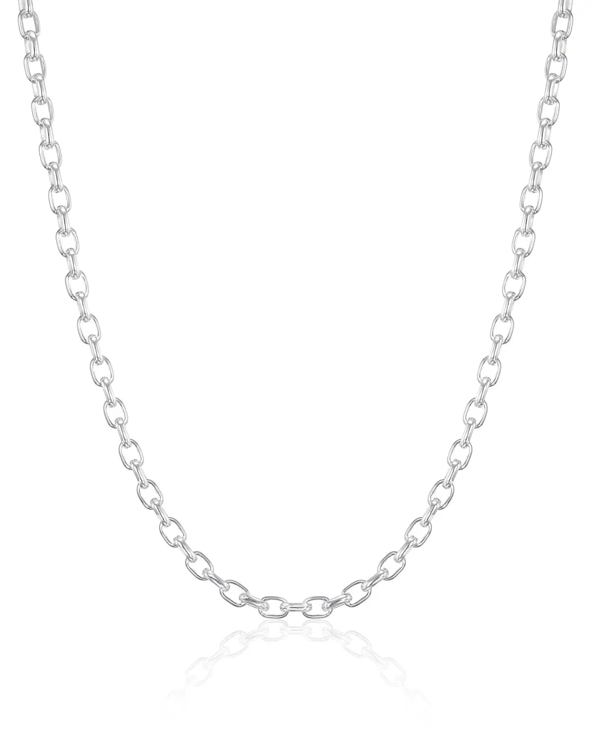 シルバー925 ロロチェーンネックレス 商品単体画像 - 断面が甲丸になったパーツを美しく連結させたチェーン構造
