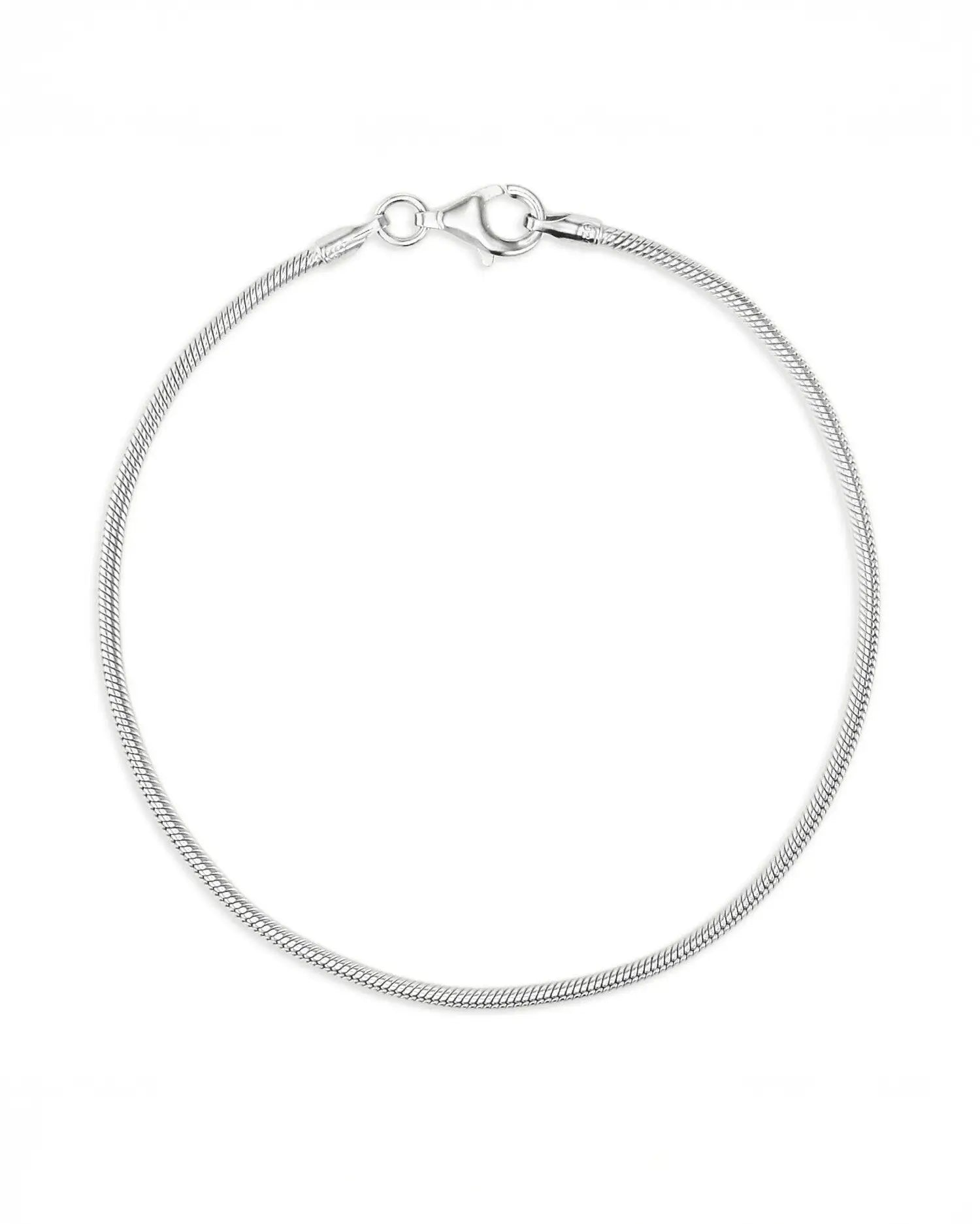 ラウンドスネークブレスレット シルバー 全体 | 継ぎ目のない滑らかなチェーンが美しいアジャスター付きブレス