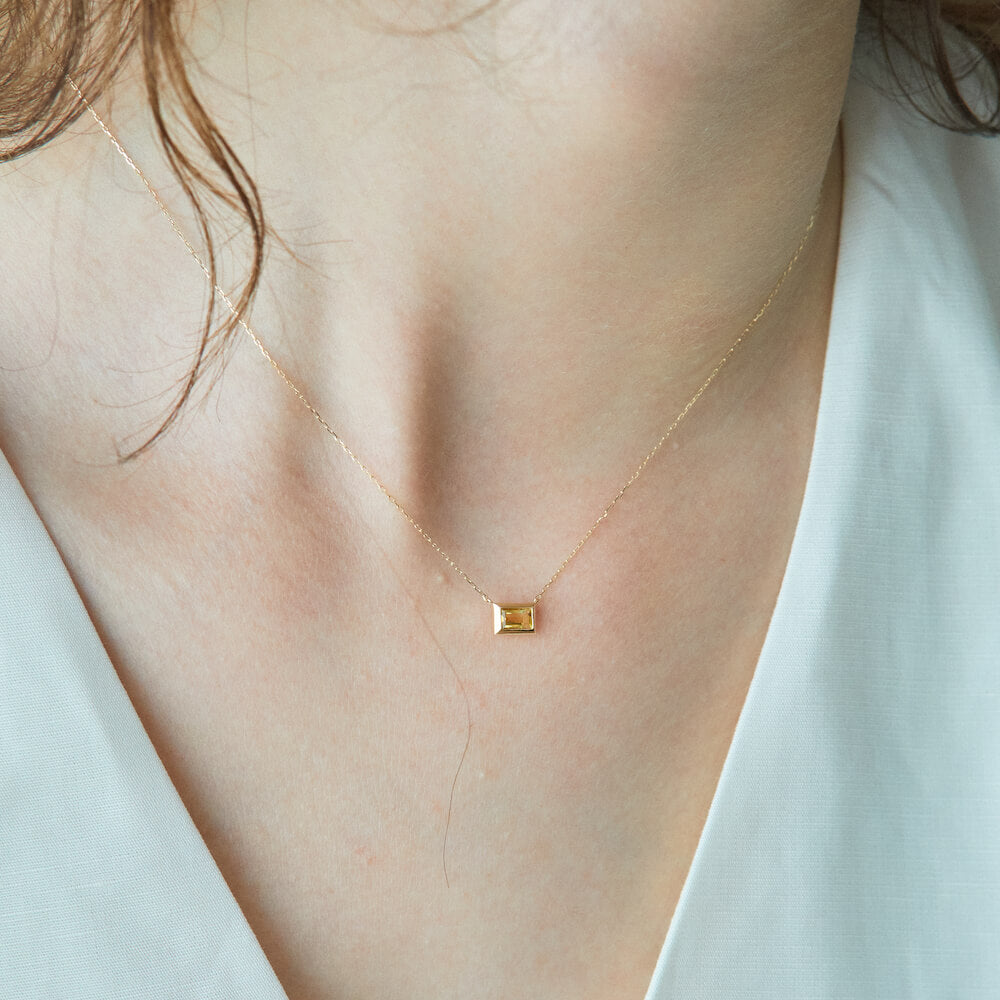 10Kゴールド バゲットカットネックレス シトリン | Aletta Jewelry アレッタジュエリー 